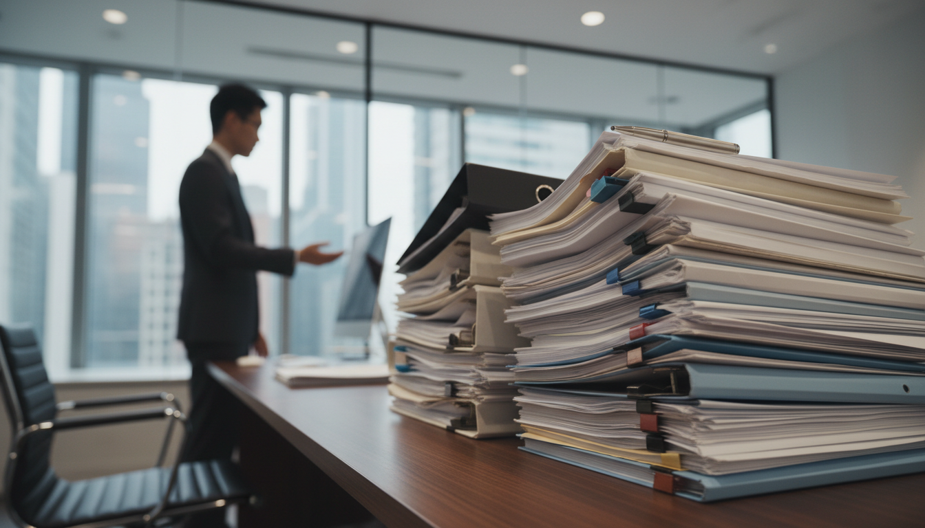 Stack of legal documents for bankruptcy procedure